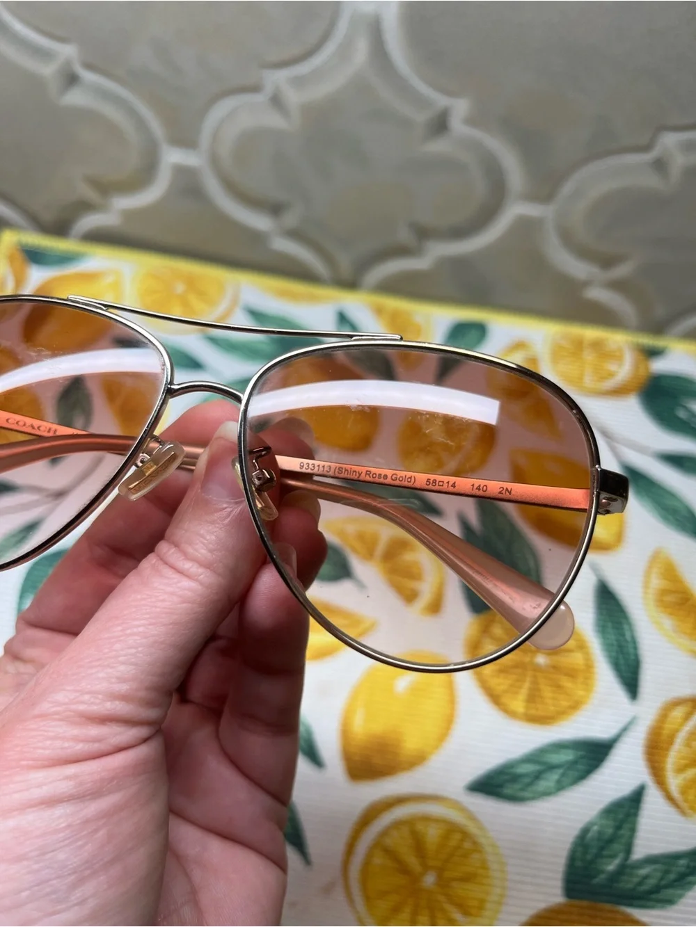 Coach Rose Gold Aviator Sunglasses with Pink Gradient Lenses
